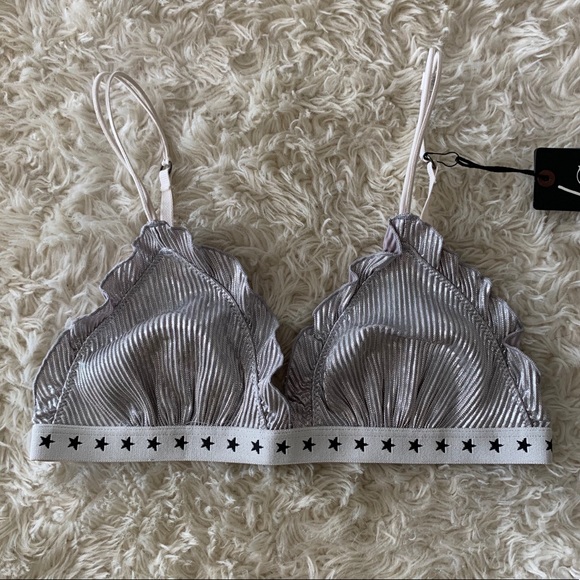 3️⃣for$25 NWOT metallic frill bralette 💿 - Picture 1 of 12